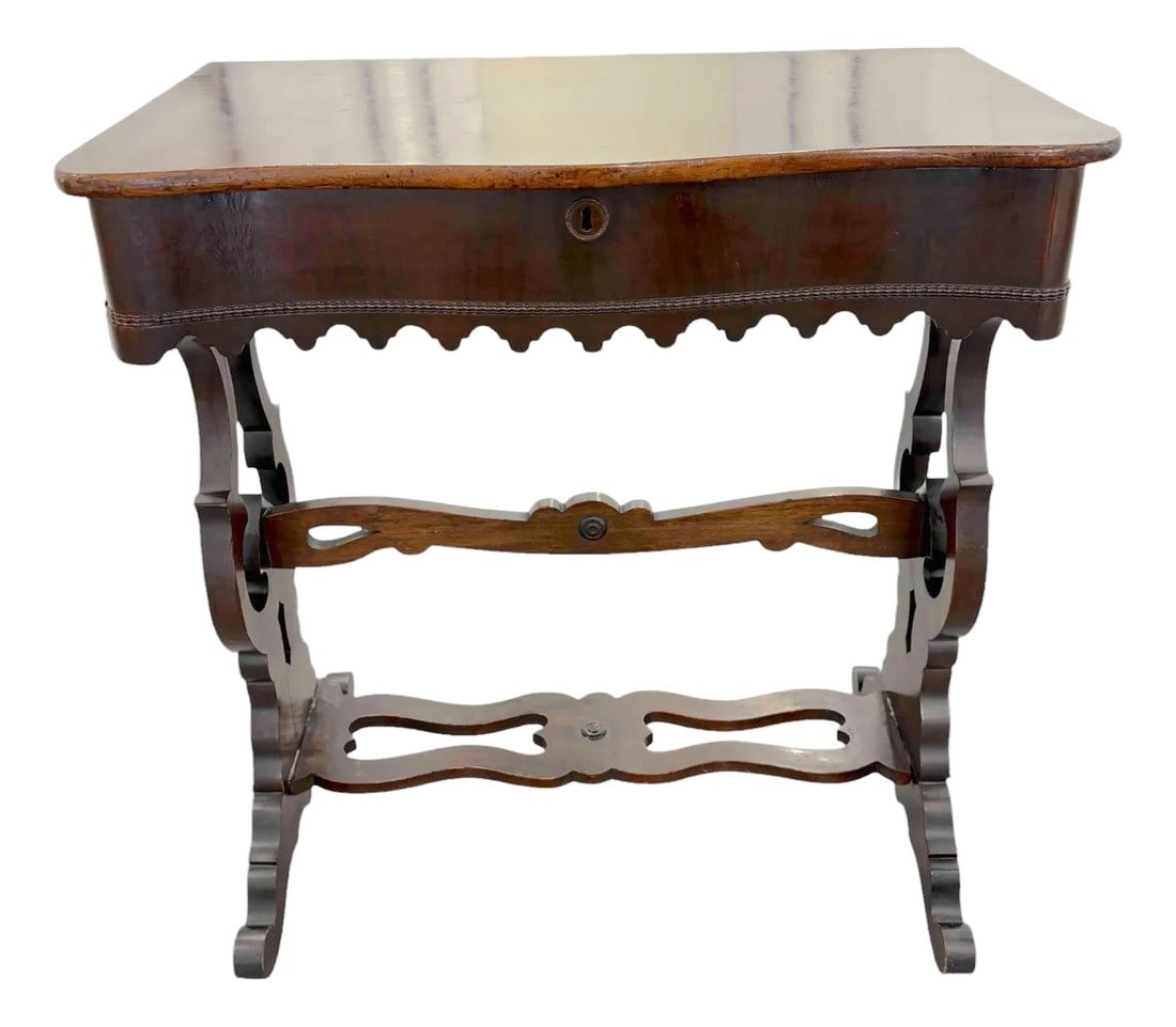 Walnut Victorian Parlor Side Table With Drawer (1 of 12)