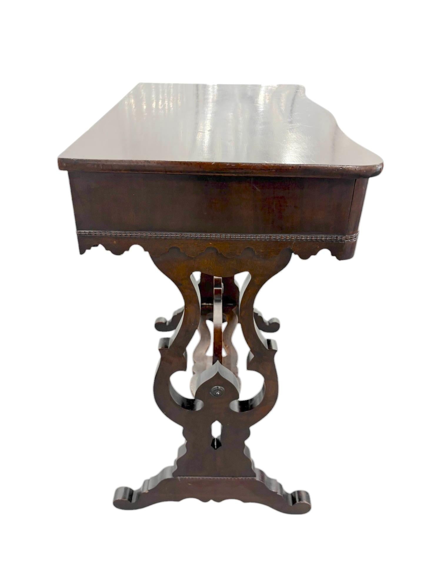 Walnut Victorian Parlor Side Table With Drawer - 2