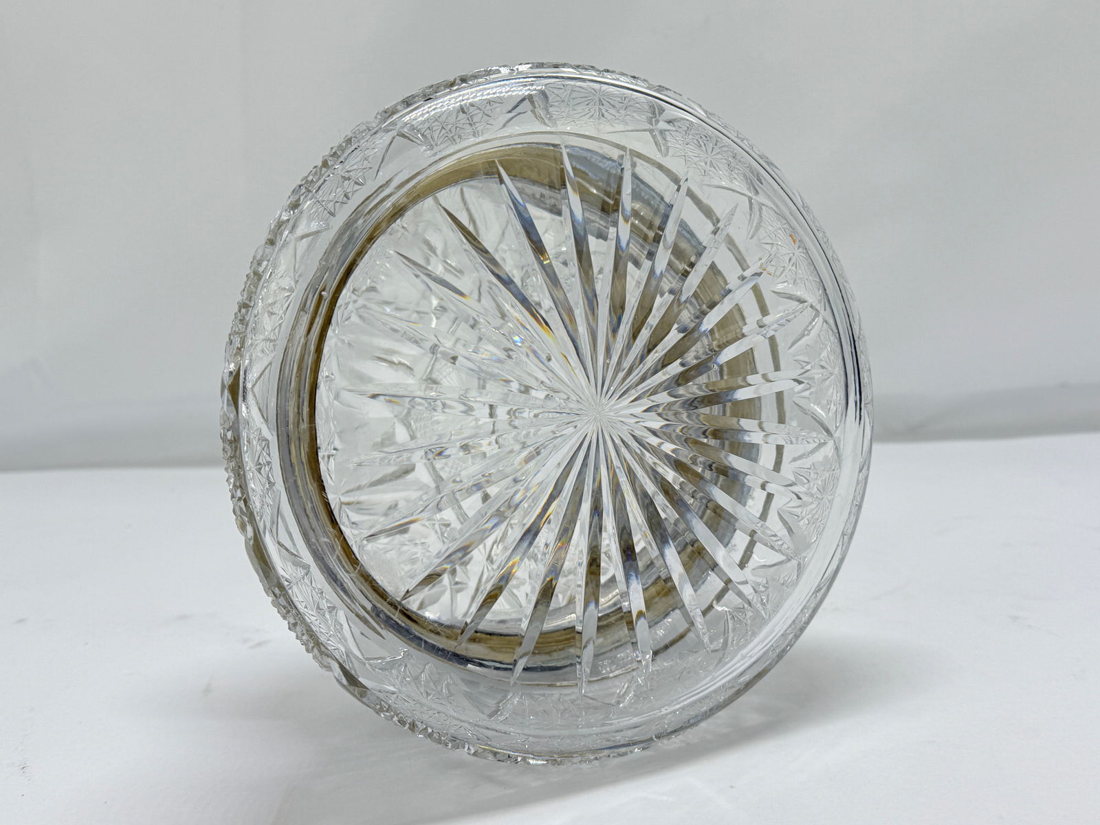 Antique Large Cut Crystal & Silverplate Hinged Vanity or Dresser Box - 10