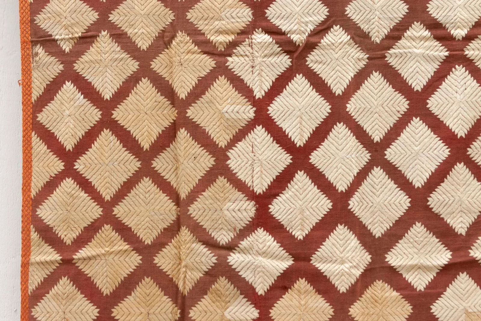 Fine Saffron Bagh Phulkari Silk Throw - 6