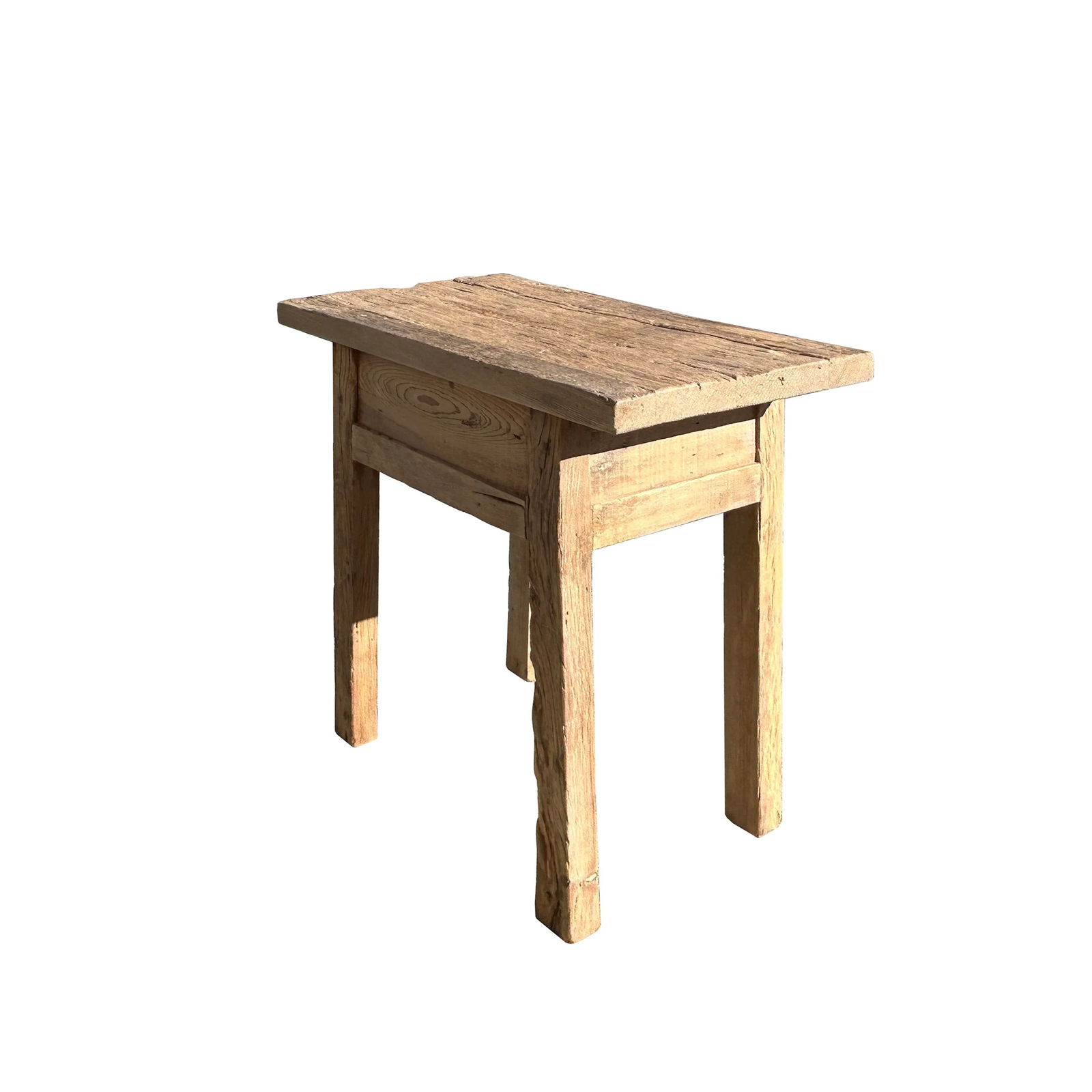 Natural Wood Minimalistic Rough Grain Wood Side Table Pedestal - 2