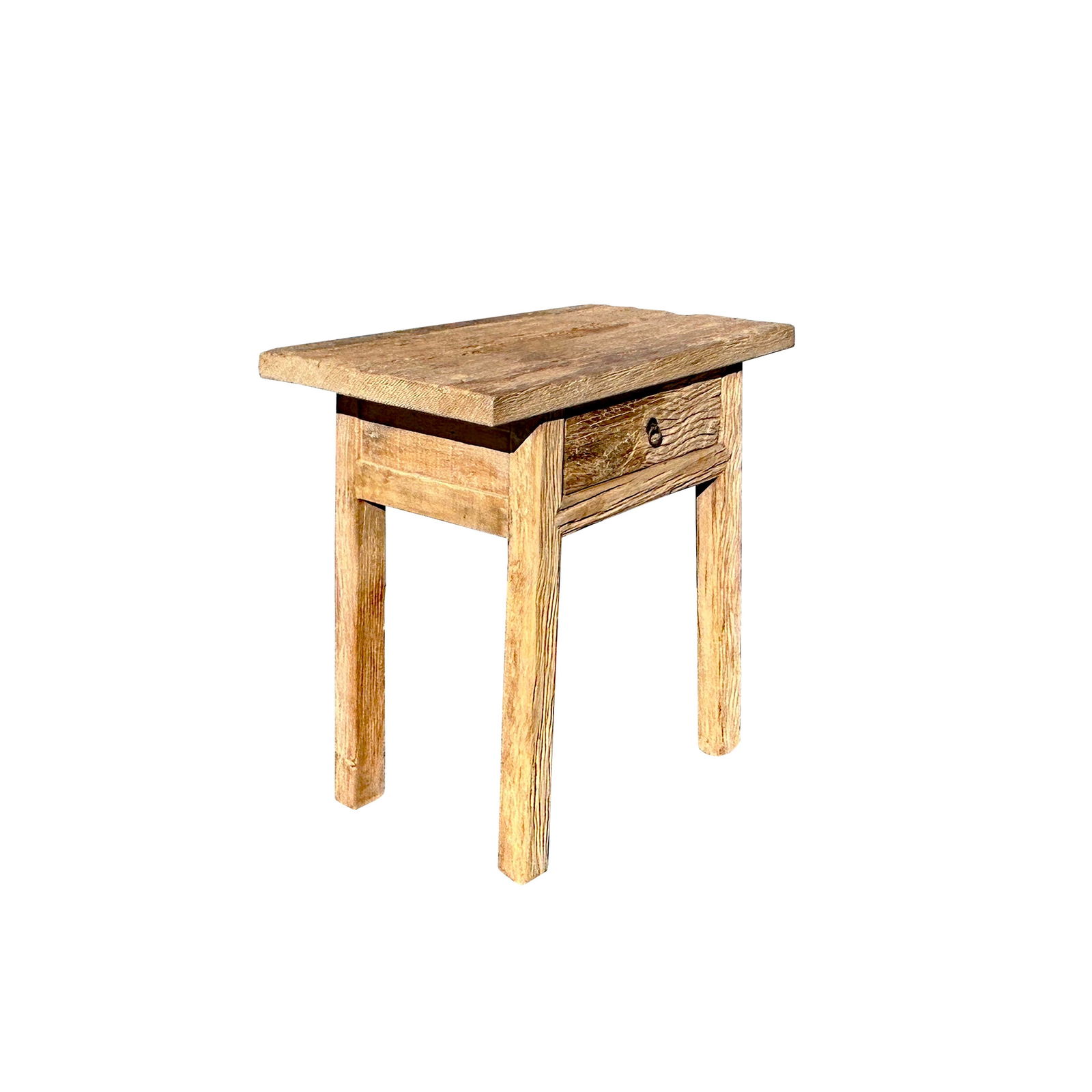 Natural Wood Minimalistic Rough Grain Wood Side Table Pedestal - 3