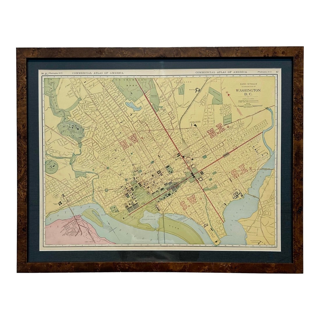 Washington, Dc, Original Engraving by McNally, 1897: Original engraving from the Commercial Atlas of America by Rand McNally, 1897. Map depicts Washington during a period of transition following the civil war. Shows major buildings, parks and the