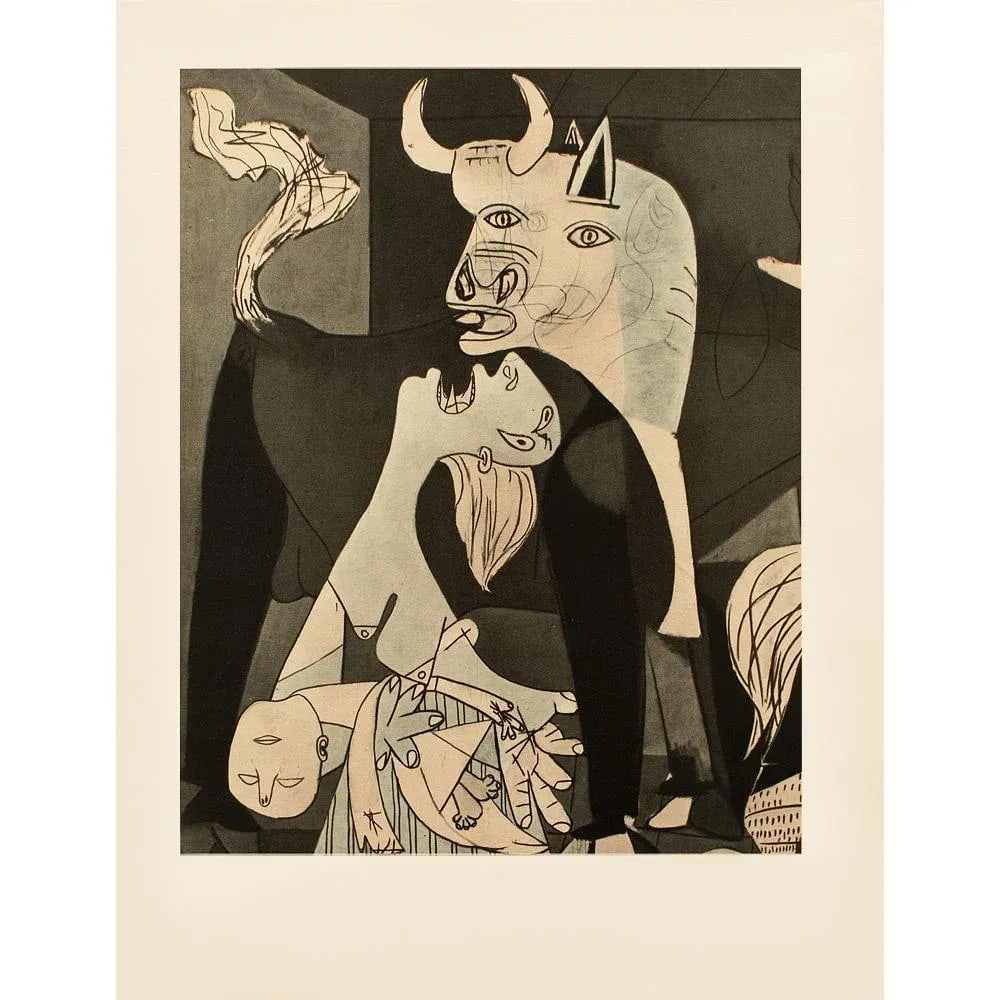 1954 After Pablo Picasso "Guernica. Detail.", Period First Limited Edition Offset Lithograph - 12