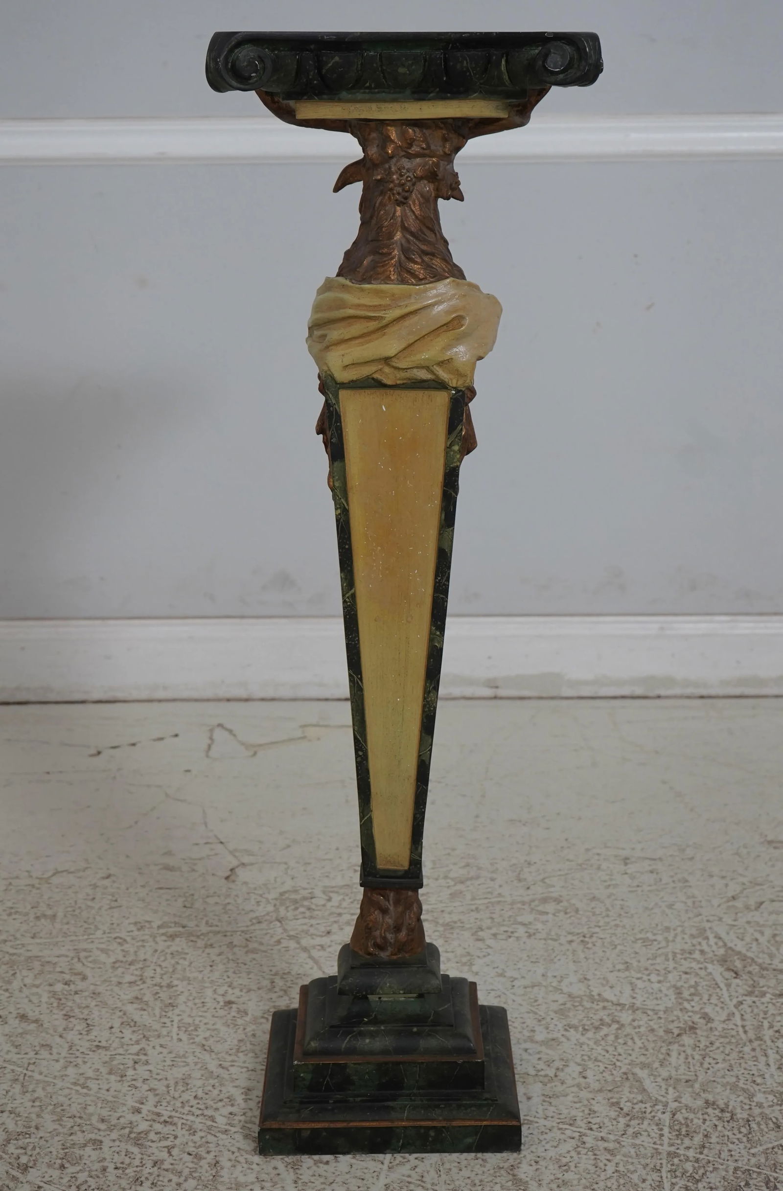 Italian Regency Goat Head Carved Polychrome Pedestal - 11