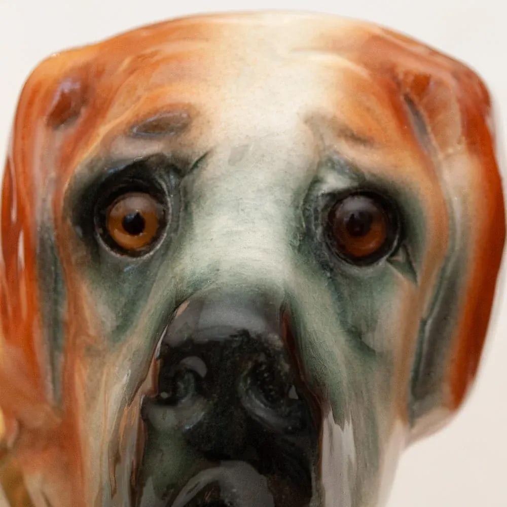 19th Century Large English Porcelain St. Bernard Dog Sculptures - a Pair - 8