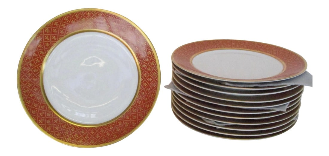 1960s Porcelain Salad Plates by Rosenthal for Lord & Taylor - Set of 12: Set of 12 salads made by Rosenthal for Lord &Taylor. Sold in the 60s'. Size is 7.75" diameter Condition: Alterations: Original Condition Unaltered Imperfections: Some Imperfections Condition Notes: