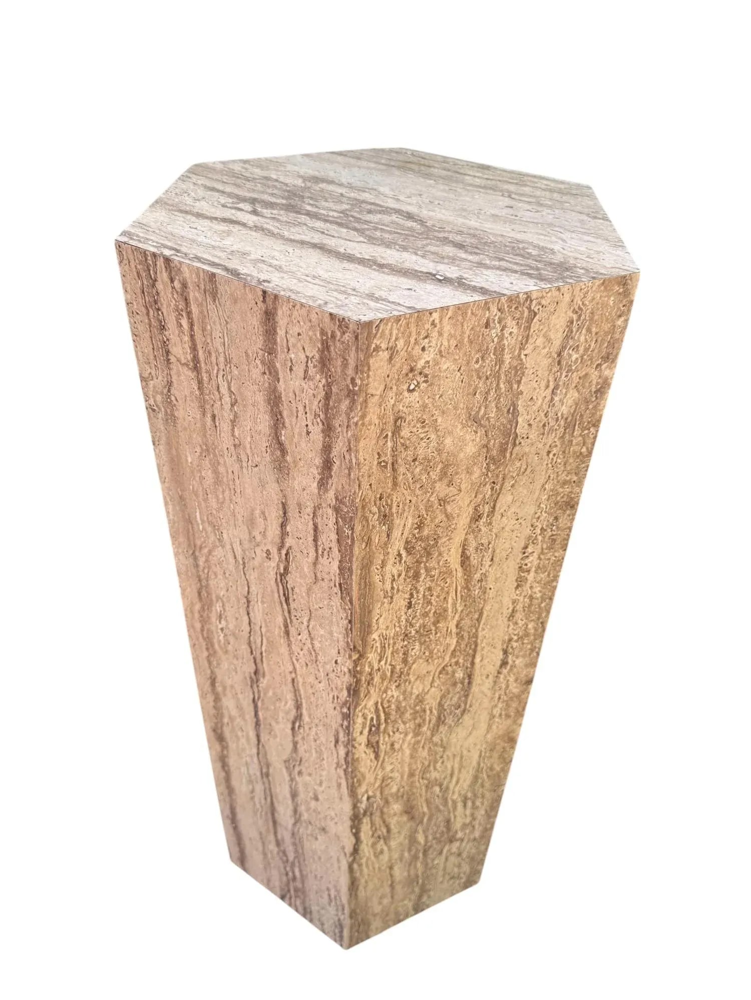 Mid 20th Century Postmodern Faux Travertine Laminate Pedestals - A Pair - 5