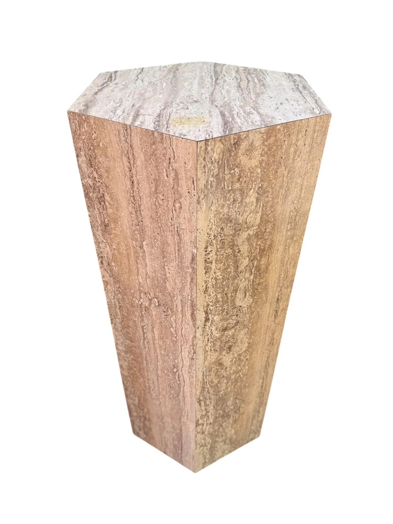 Mid 20th Century Postmodern Faux Travertine Laminate Pedestals - A Pair - 7