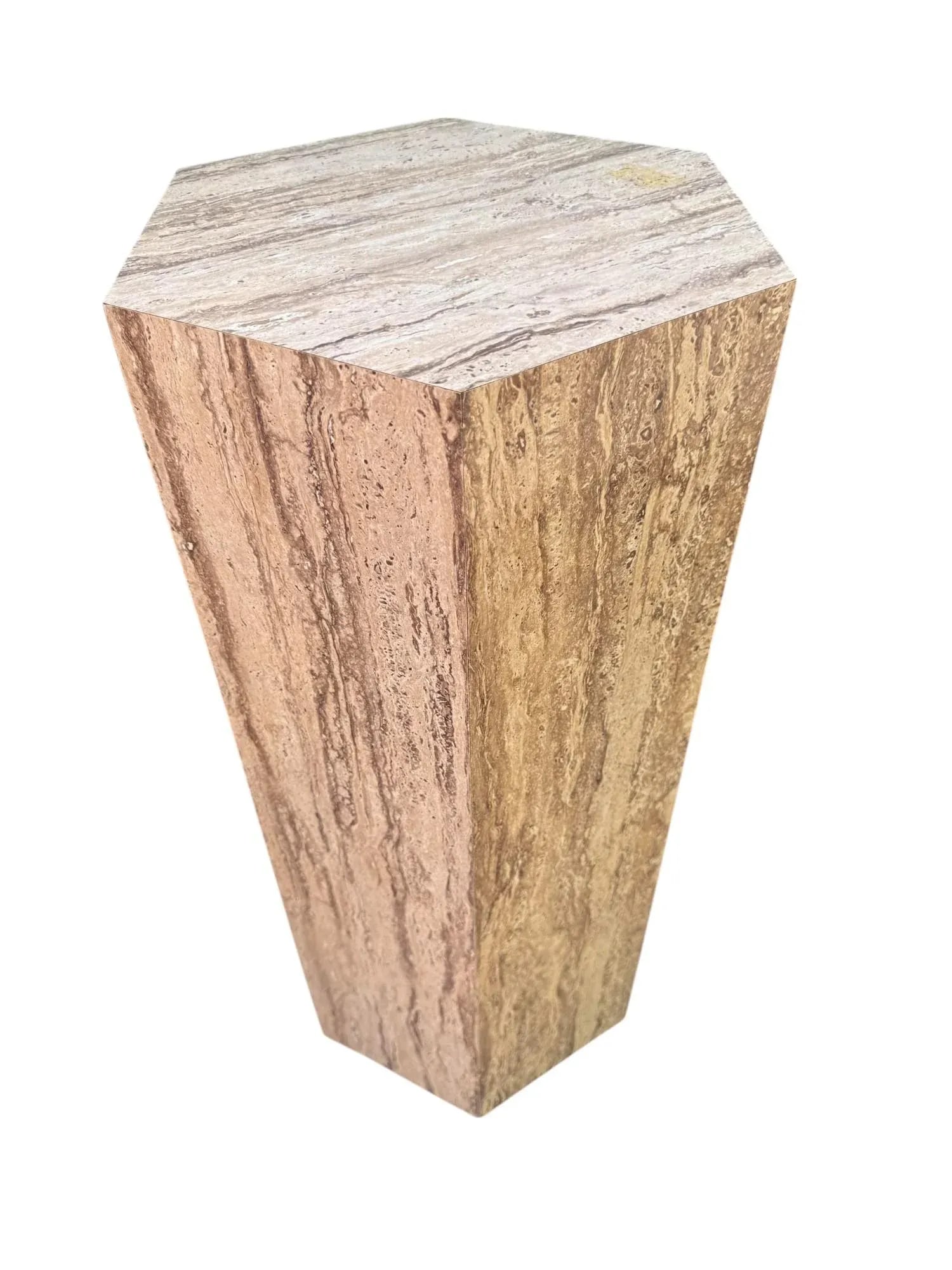 Mid 20th Century Postmodern Faux Travertine Laminate Pedestals - A Pair - 8