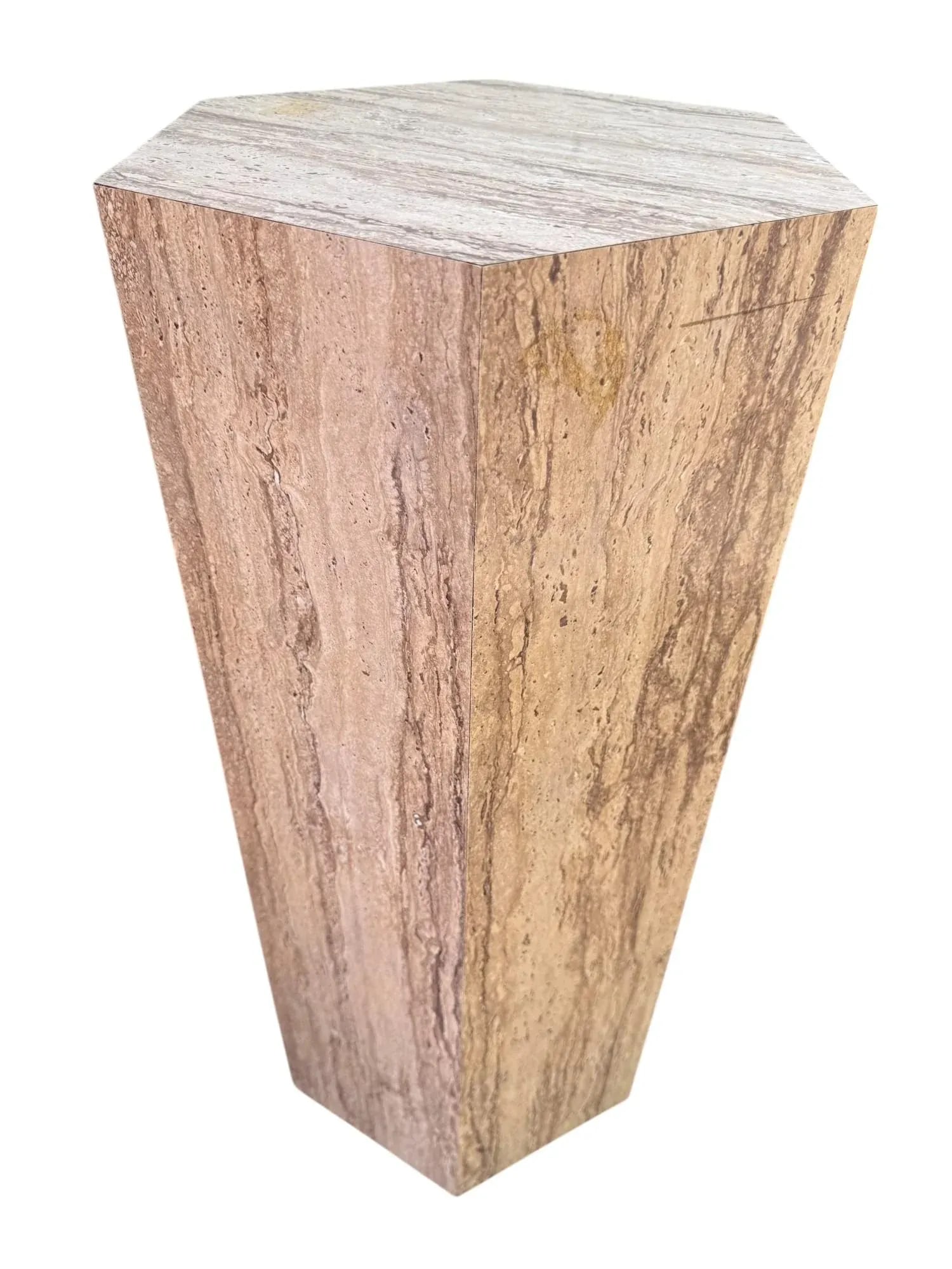 Mid 20th Century Postmodern Faux Travertine Laminate Pedestals - A Pair - 9