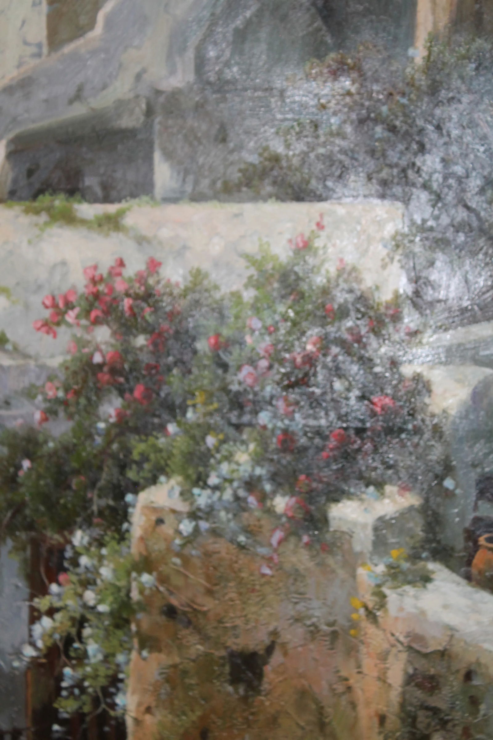 Late 20th Century Large Mediterranean Village Landscape "” Oil on Canvas, 48" × 60" - 11