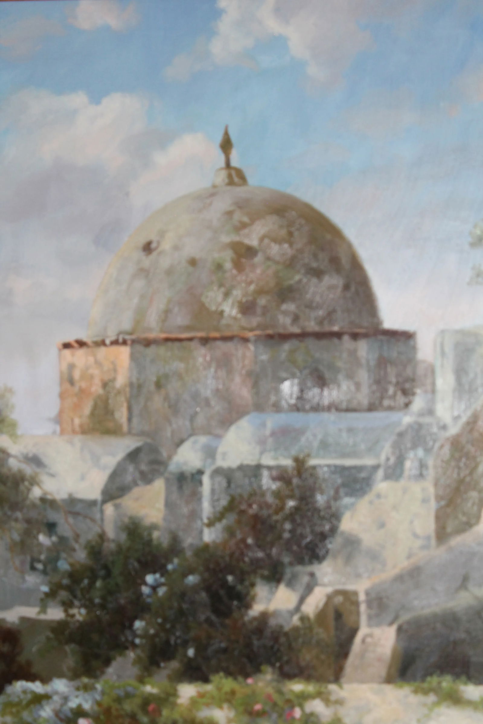 Late 20th Century Large Mediterranean Village Landscape "” Oil on Canvas, 48" × 60" - 3