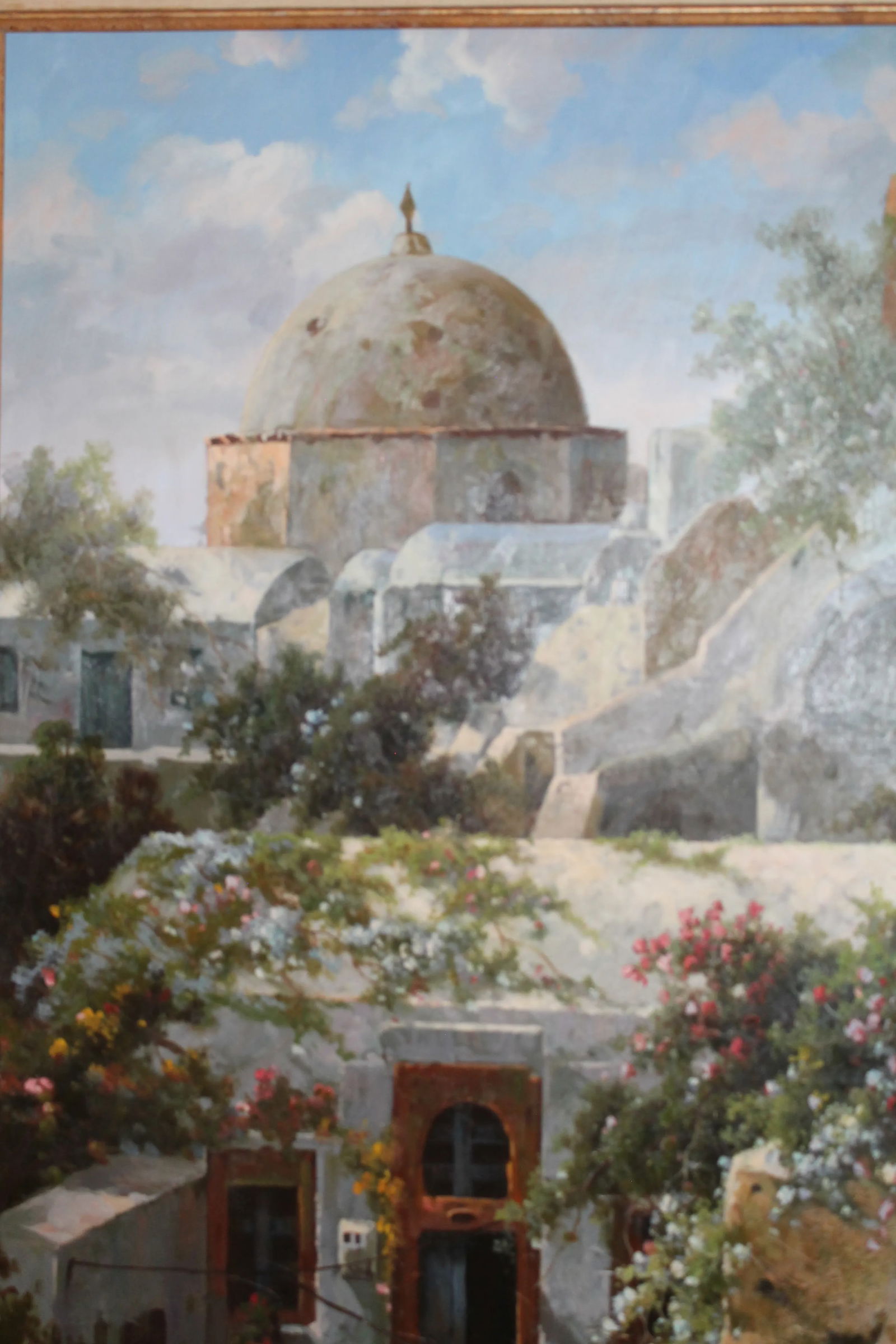 Late 20th Century Large Mediterranean Village Landscape "” Oil on Canvas, 48" × 60" - 8