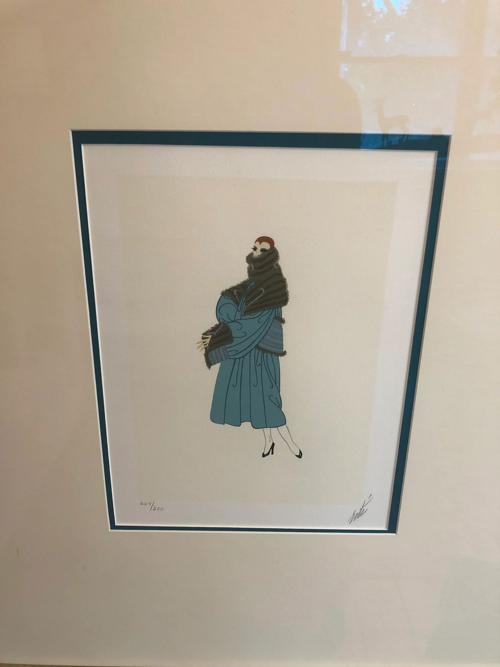 Collectible Signed Erte Lithograph of Woman - 3