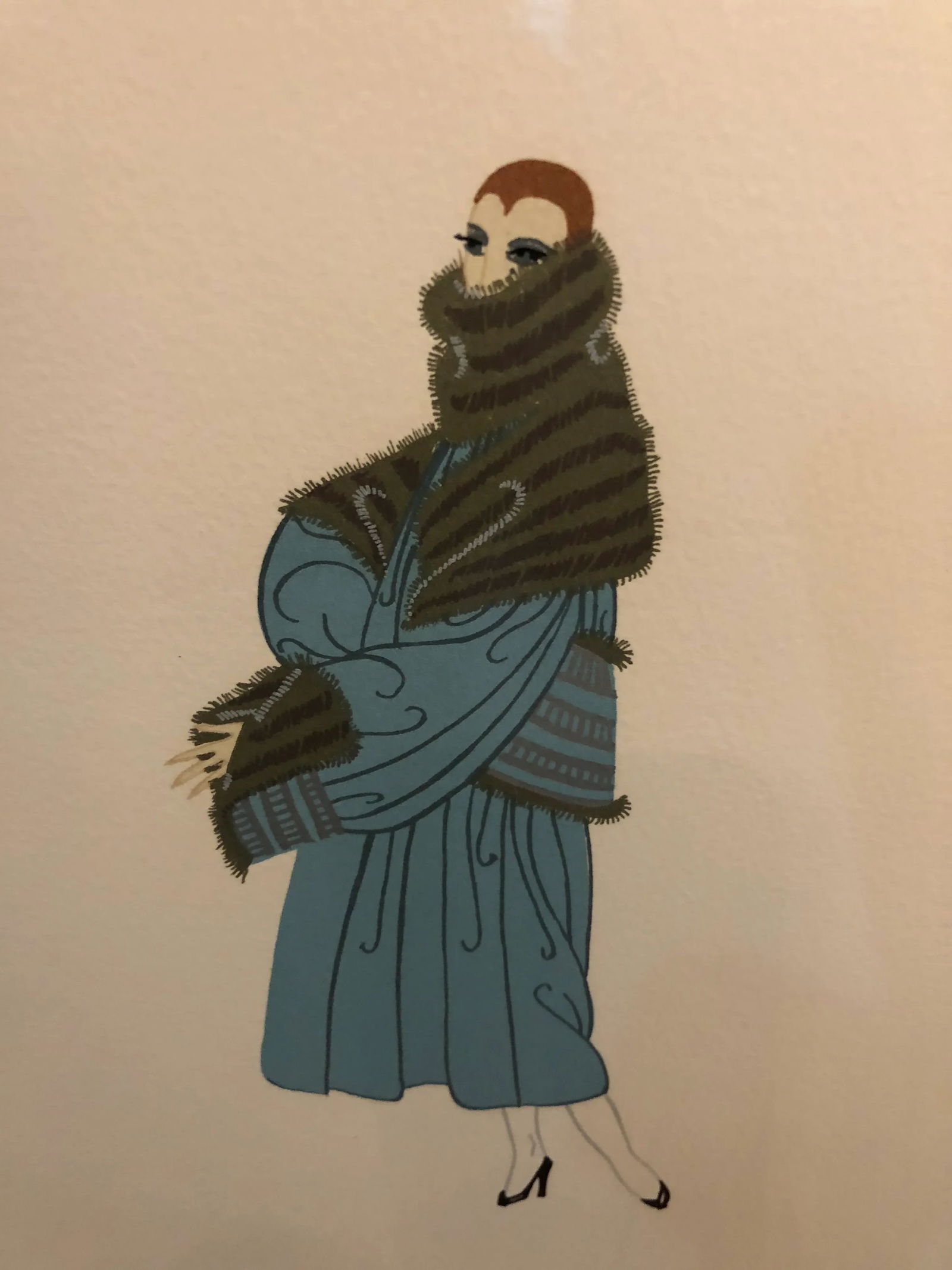Collectible Signed Erte Lithograph of Woman - 4