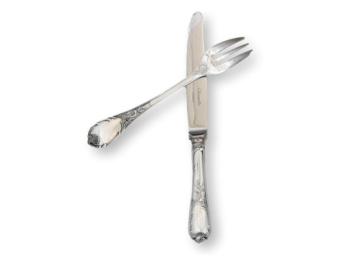 French Christofle 'Marly' Pattern Dessert Flatware Set - 3