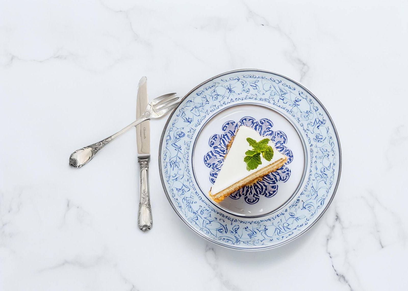 French Christofle 'Marly' Pattern Dessert Flatware Set - 7