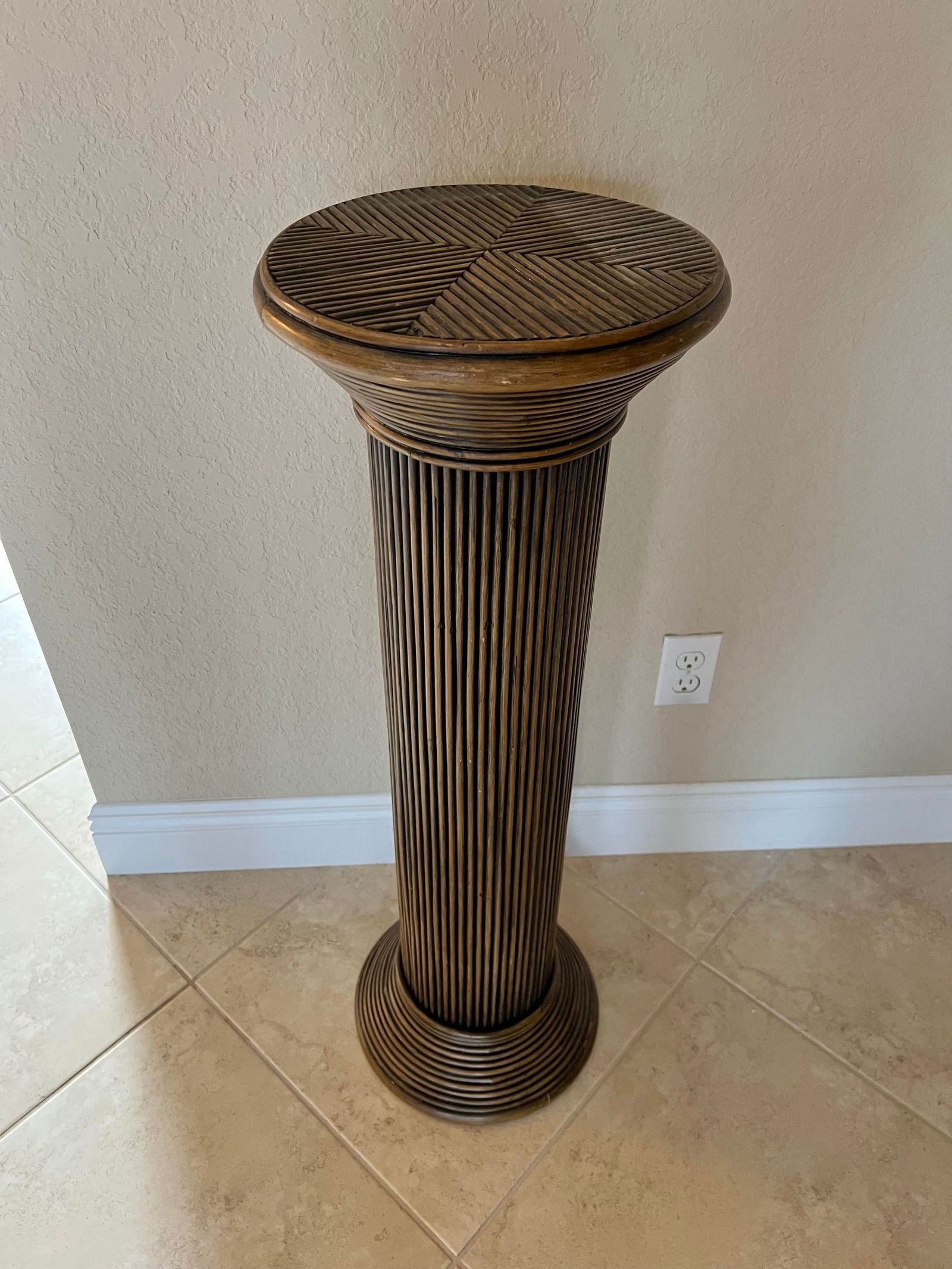 1970's Pencil Reed Palm Beach Crespi Style Pedestal - 2