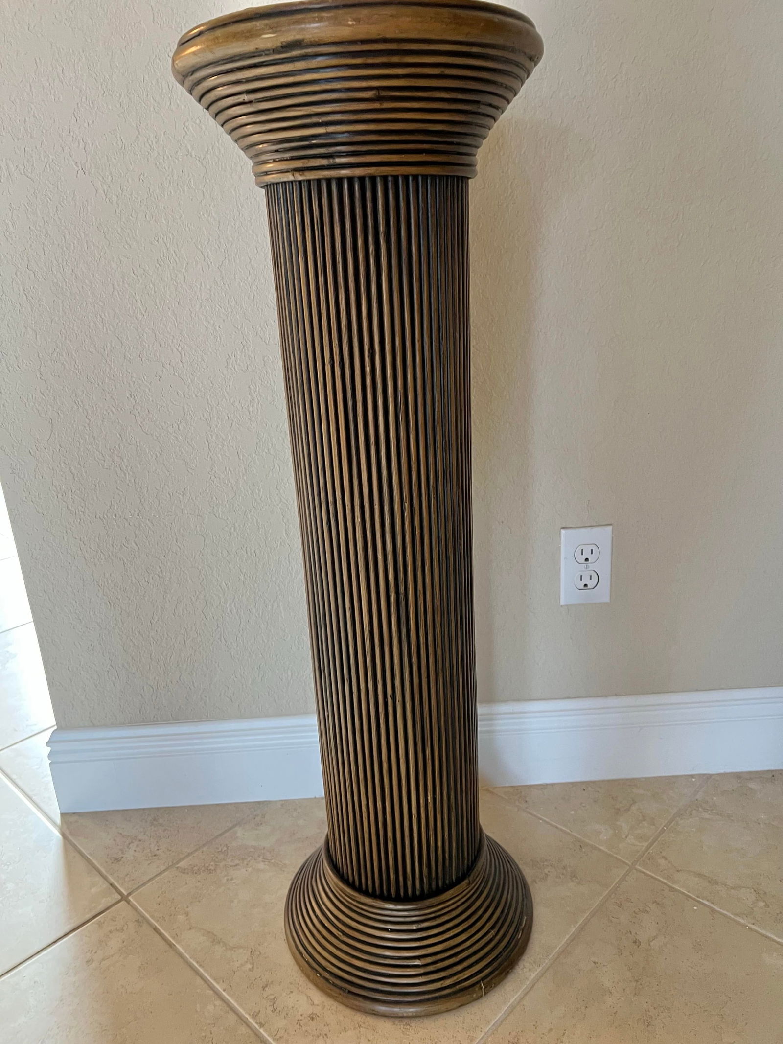 1970's Pencil Reed Palm Beach Crespi Style Pedestal - 3