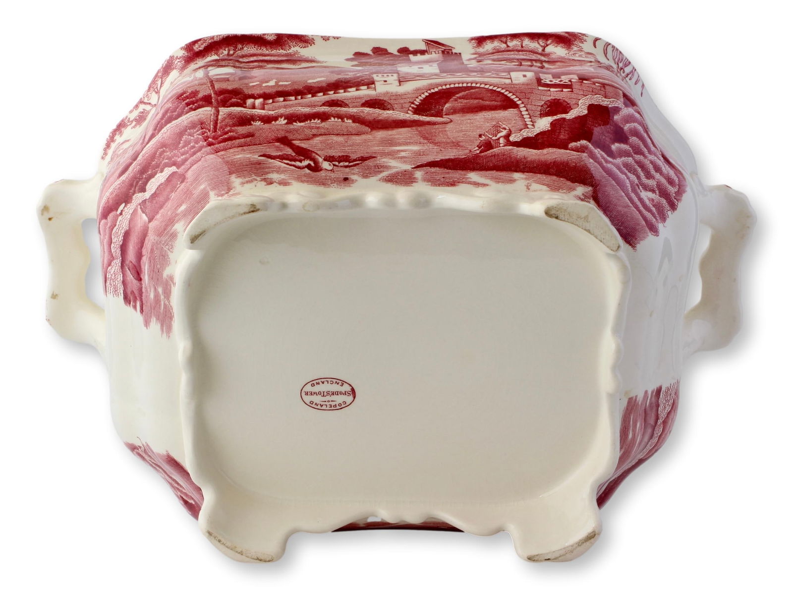Rare Antique Copeland Spode's Tower Red Transferware Soup Tureen - 6