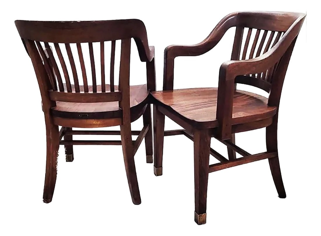 Antique Wooden Jury Chairs Utah State Legislature - Set of 2 Tagged & Numbered (1 of 12)