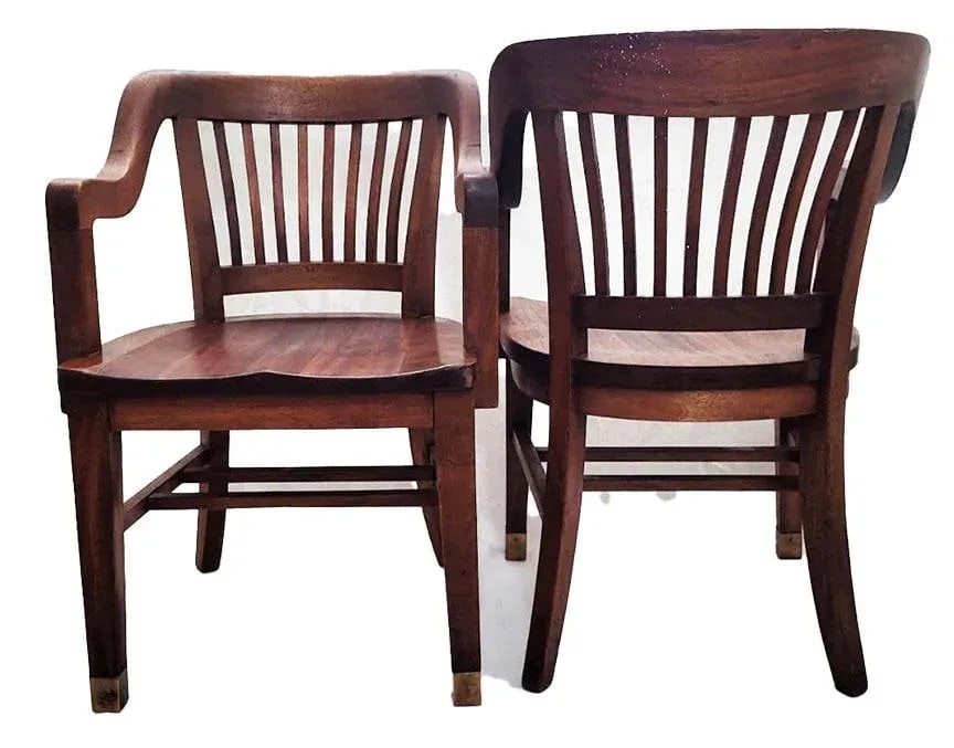 Antique Wooden Jury Chairs Utah State Legislature - Set of 2 Tagged & Numbered - 5