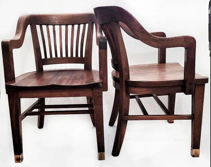 Antique Wooden Jury Chairs Utah State Legislature - Set of 2 Tagged & Numbered - 6