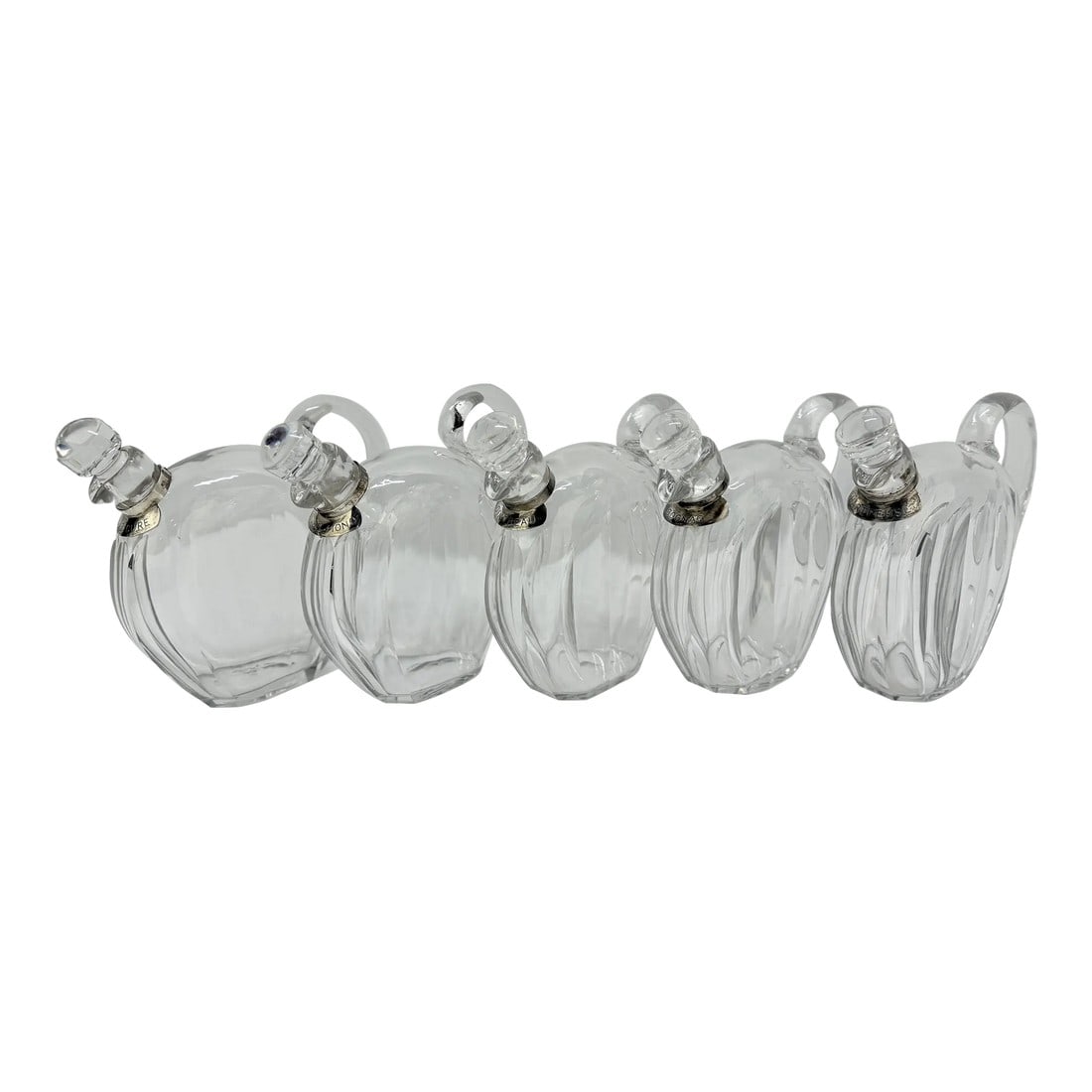Set of 5 Crystal Liqueur Decanters by Jacques Adnet for Baccarat, Circa 1930 (1 of 8)