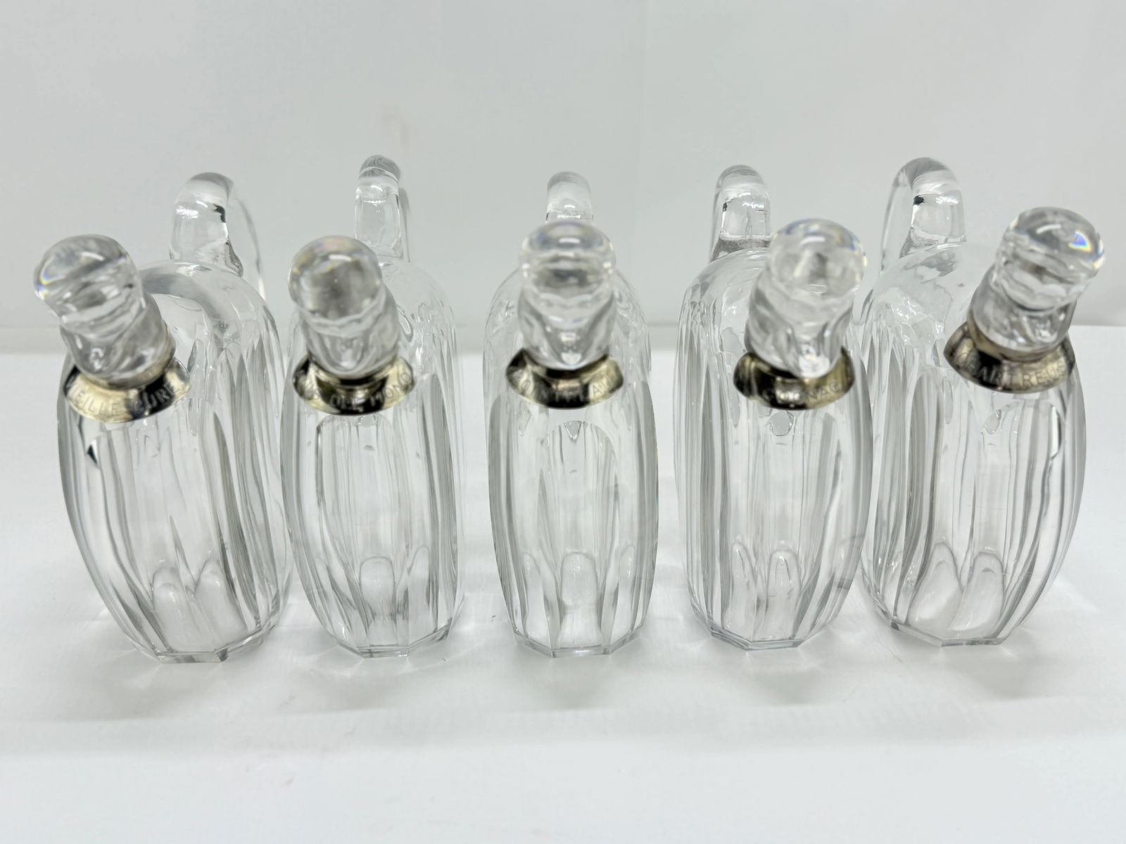 Set of 5 Crystal Liqueur Decanters by Jacques Adnet for Baccarat, Circa 1930 - 2