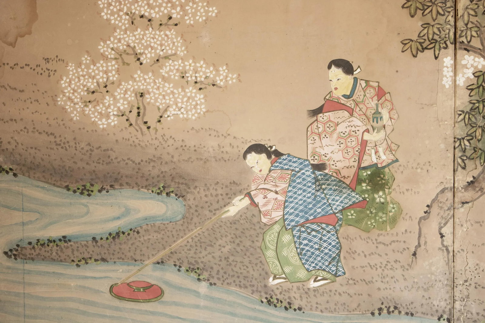 XL Edo Era Japanese 6-Panel Byobu Screen "Life of Samurai" by Mitsutaka Tosamori - 13