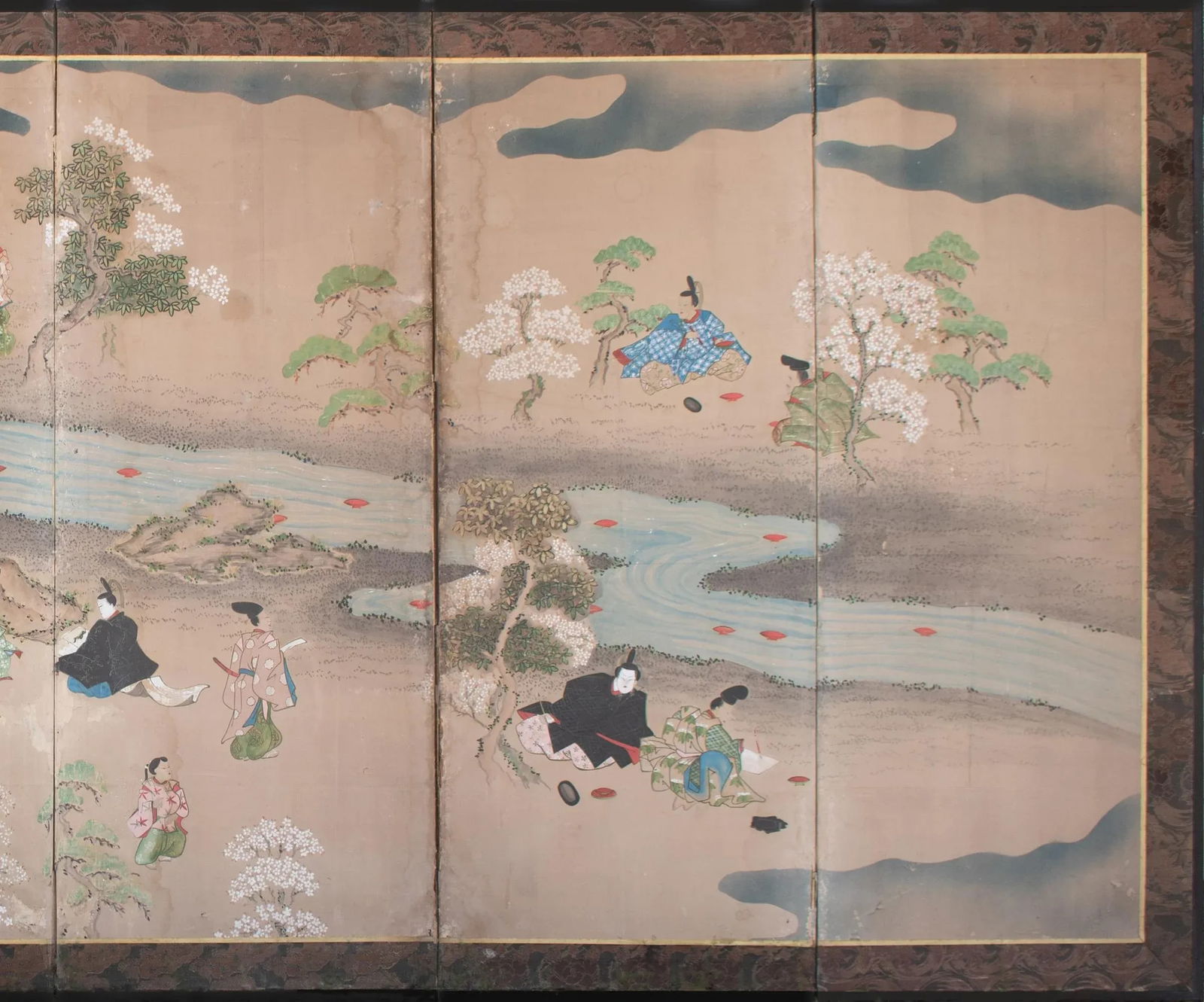 XL Edo Era Japanese 6-Panel Byobu Screen "Life of Samurai" by Mitsutaka Tosamori - 3