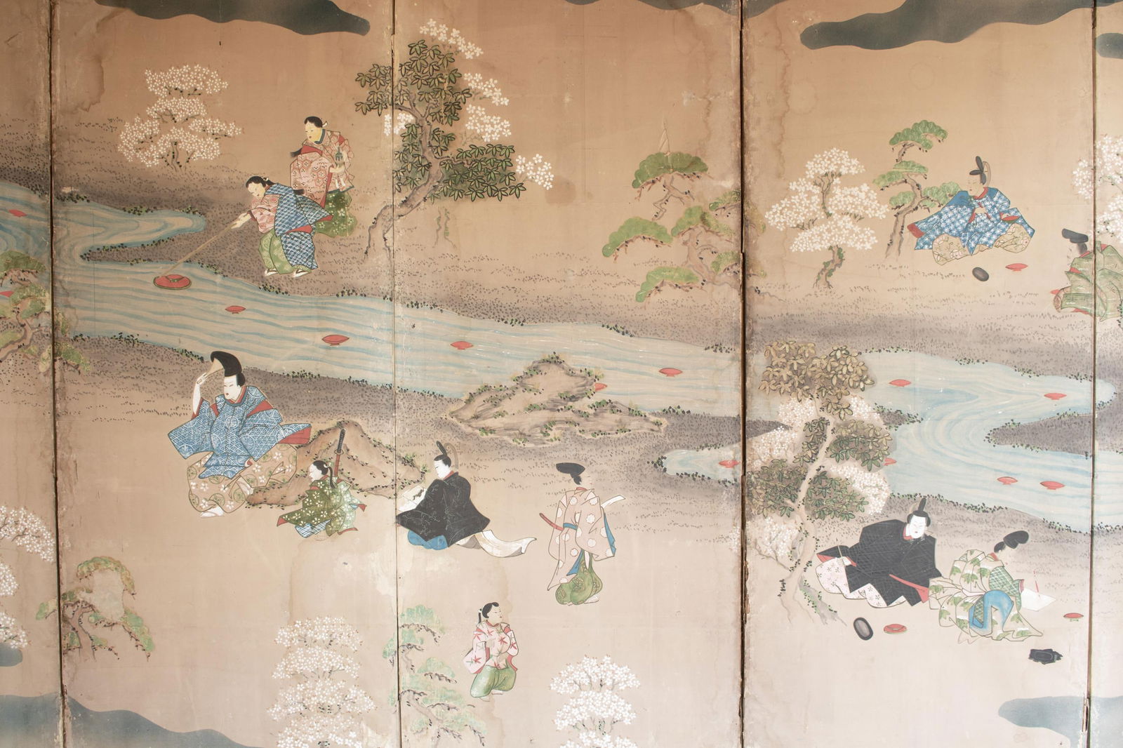 XL Edo Era Japanese 6-Panel Byobu Screen "Life of Samurai" by Mitsutaka Tosamori - 4