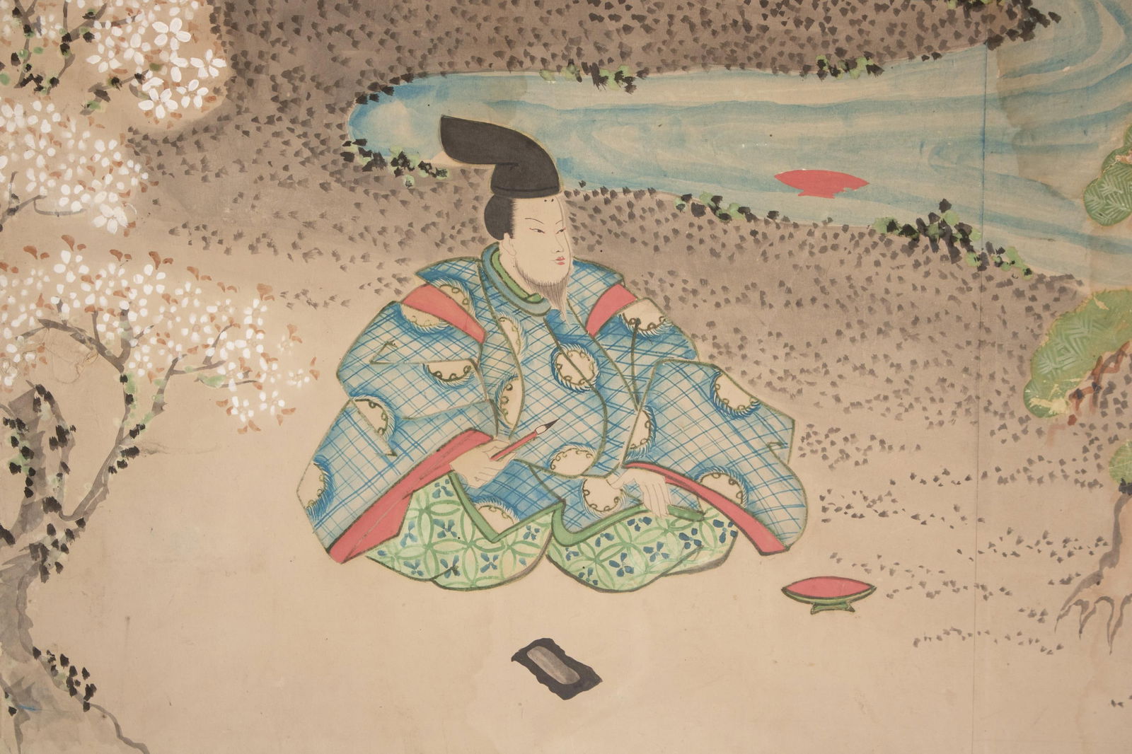 XL Edo Era Japanese 6-Panel Byobu Screen "Life of Samurai" by Mitsutaka Tosamori - 6