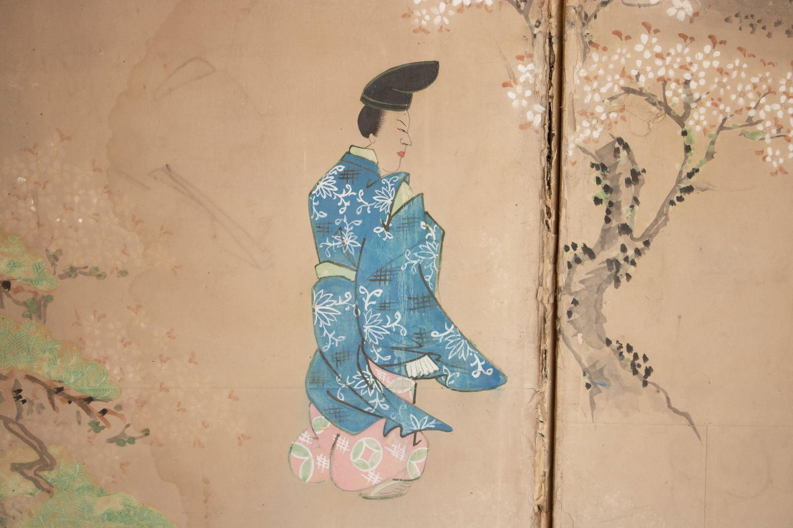 XL Edo Era Japanese 6-Panel Byobu Screen "Life of Samurai" by Mitsutaka Tosamori - 7