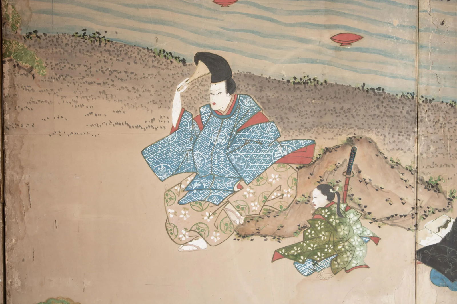 XL Edo Era Japanese 6-Panel Byobu Screen "Life of Samurai" by Mitsutaka Tosamori - 8