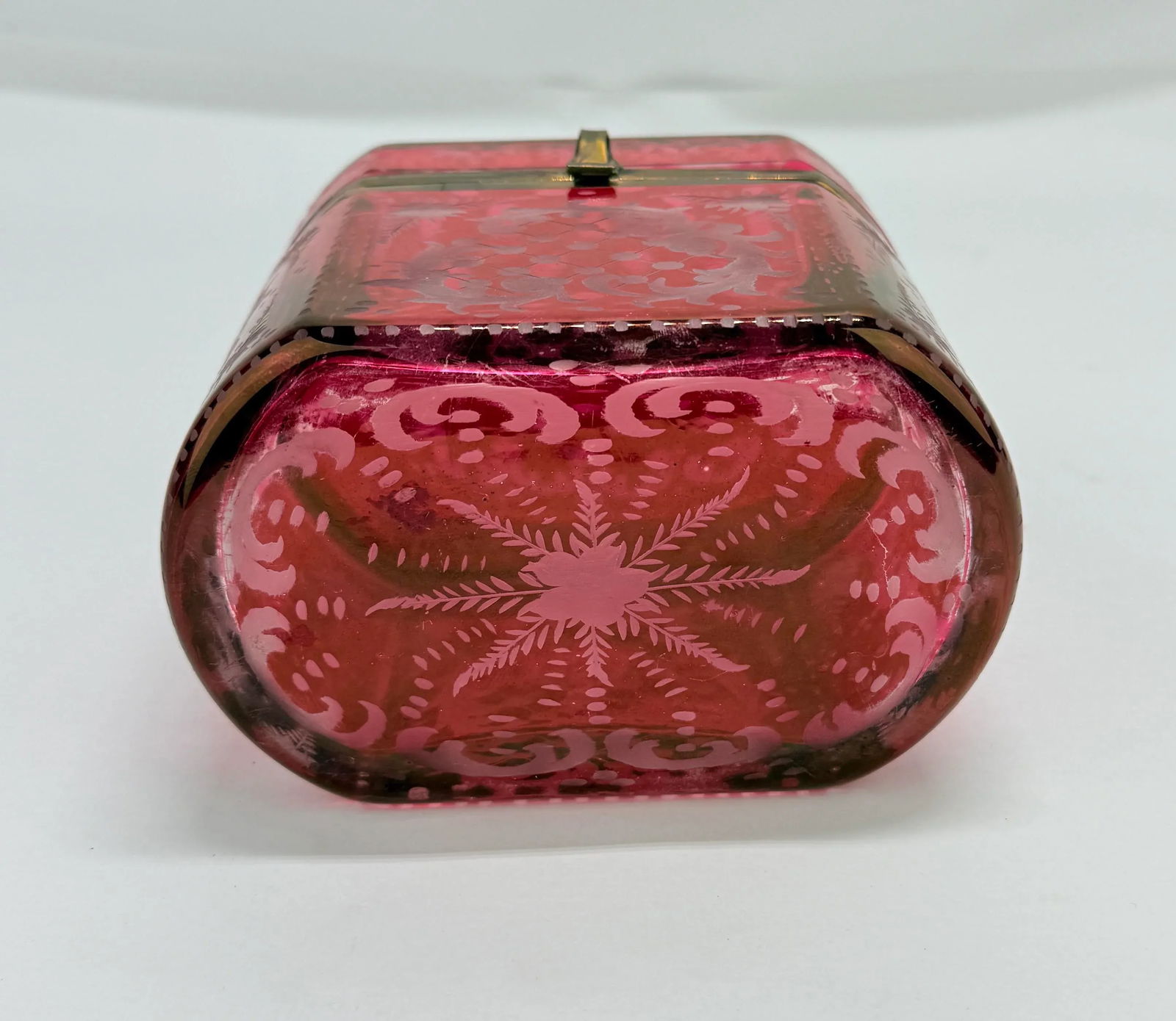 Late 19th Century, Bohemian Cranberry Overlay & Gilt Bronze Hinged Casket Box - 10