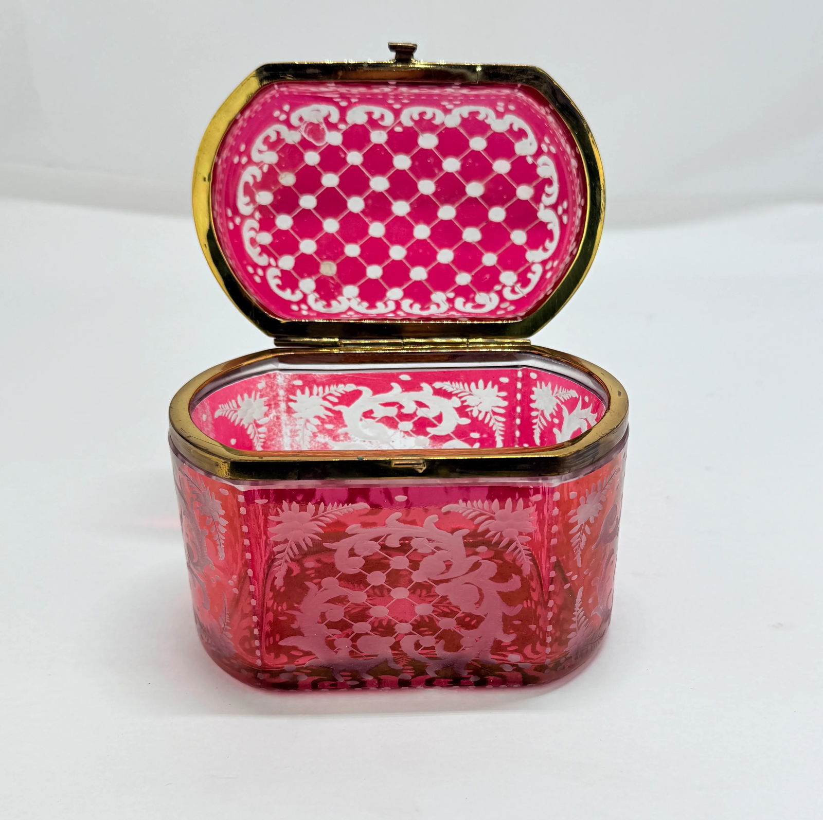 Late 19th Century, Bohemian Cranberry Overlay & Gilt Bronze Hinged Casket Box - 11