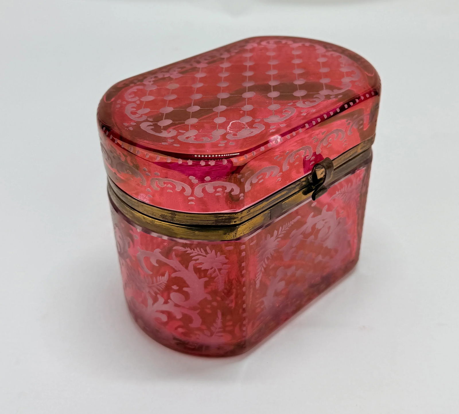Late 19th Century, Bohemian Cranberry Overlay & Gilt Bronze Hinged Casket Box - 2