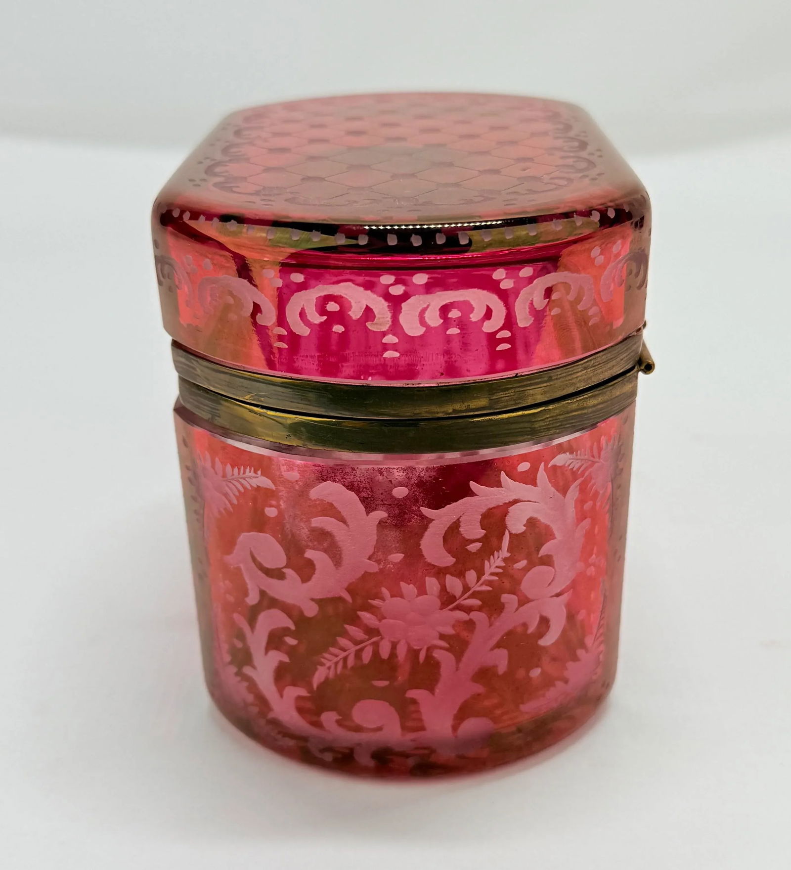 Late 19th Century, Bohemian Cranberry Overlay & Gilt Bronze Hinged Casket Box - 5
