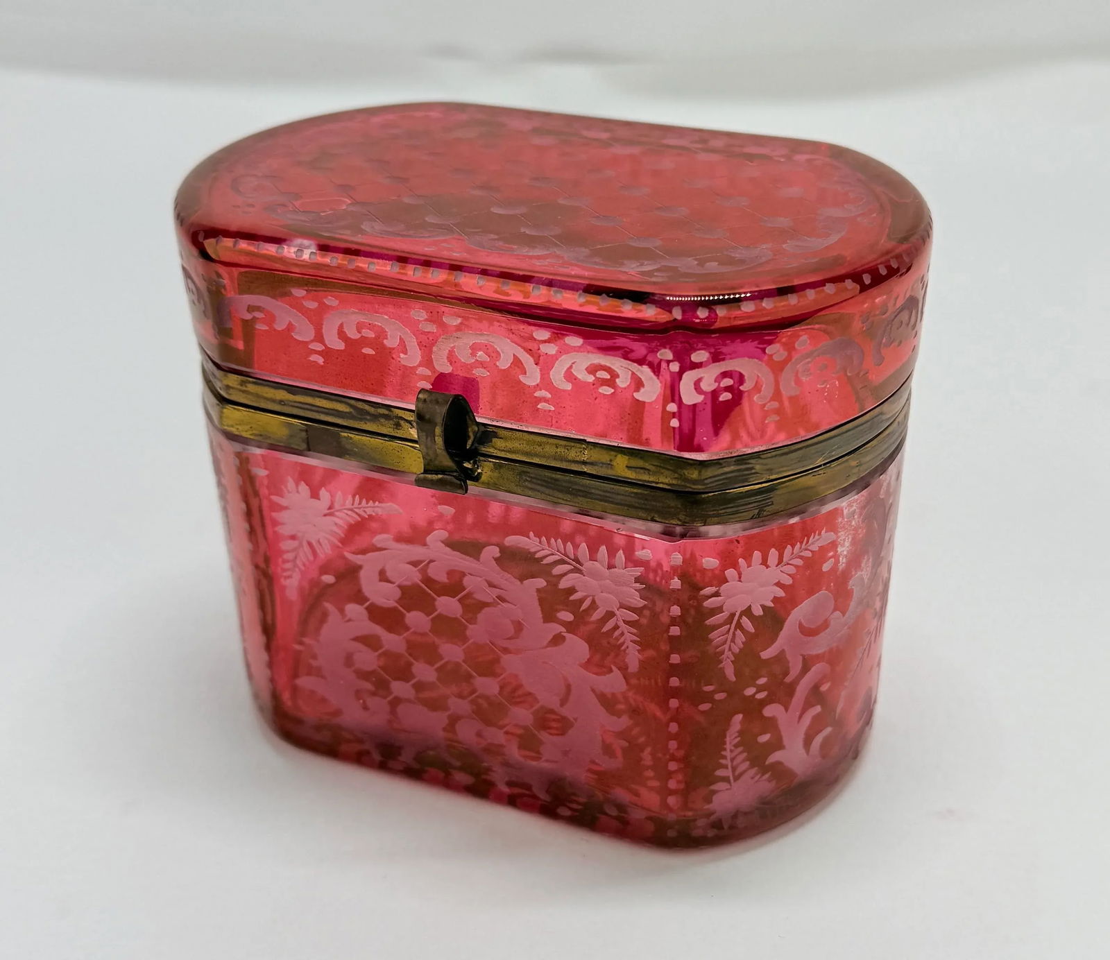 Late 19th Century, Bohemian Cranberry Overlay & Gilt Bronze Hinged Casket Box - 6
