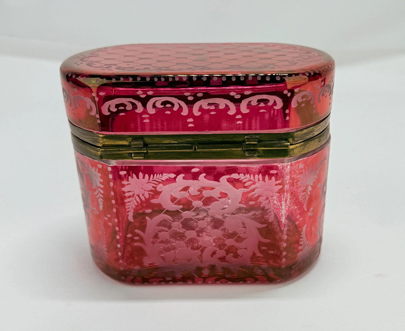 Late 19th Century, Bohemian Cranberry Overlay & Gilt Bronze Hinged Casket Box - 7