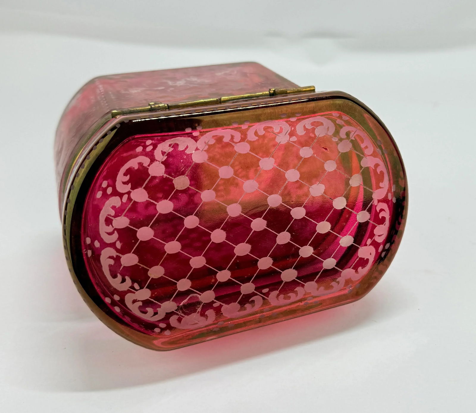 Late 19th Century, Bohemian Cranberry Overlay & Gilt Bronze Hinged Casket Box - 8