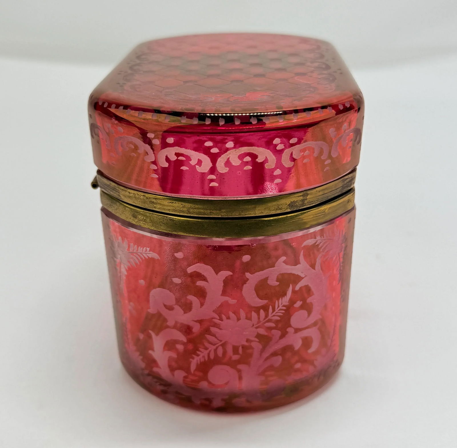 Late 19th Century, Bohemian Cranberry Overlay & Gilt Bronze Hinged Casket Box - 9