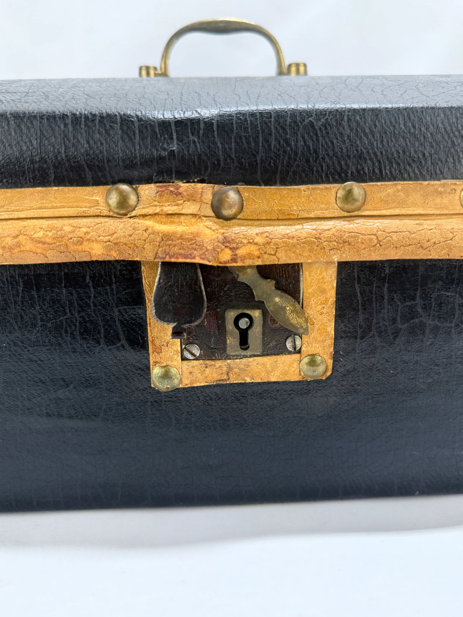 C. 1850 American Domed Leather Document or Valise Box, - Worcester County - 8