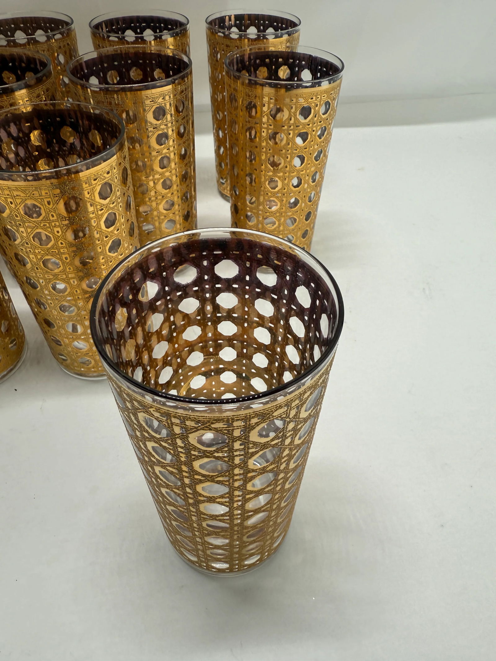 Set of 8 MCM Culver Ltd. "Cannella" Pattern Highball Glasses C. 1960 - 3