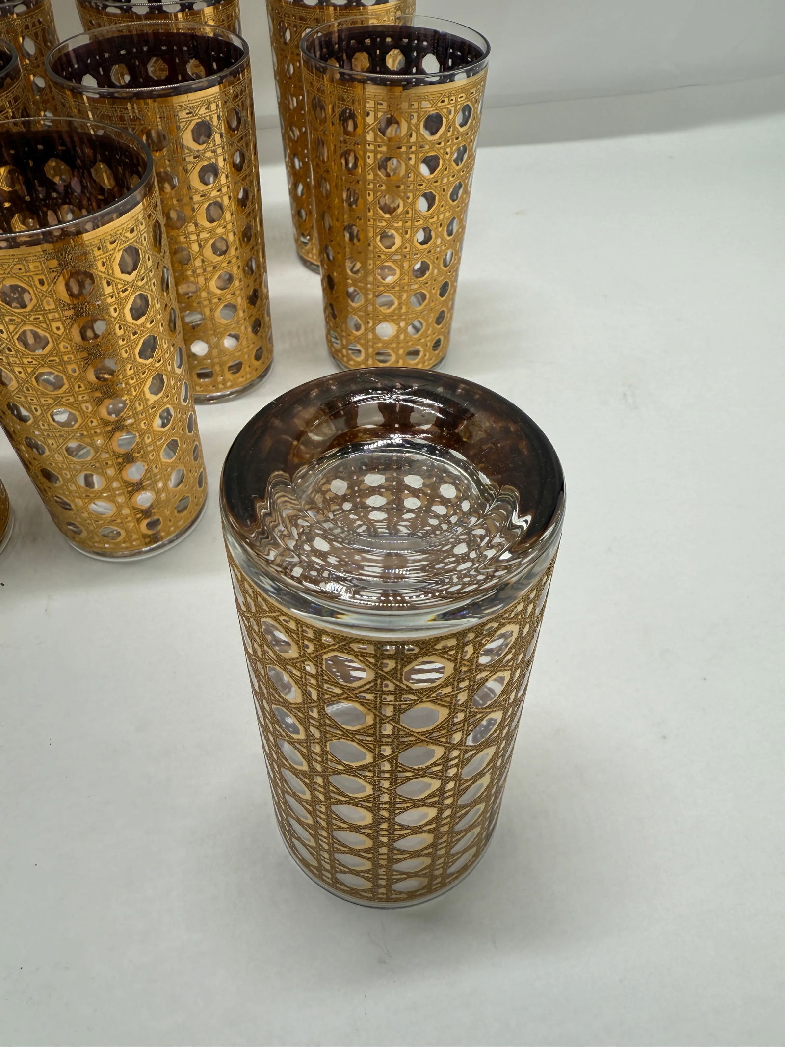 Set of 8 MCM Culver Ltd. "Cannella" Pattern Highball Glasses C. 1960 - 4