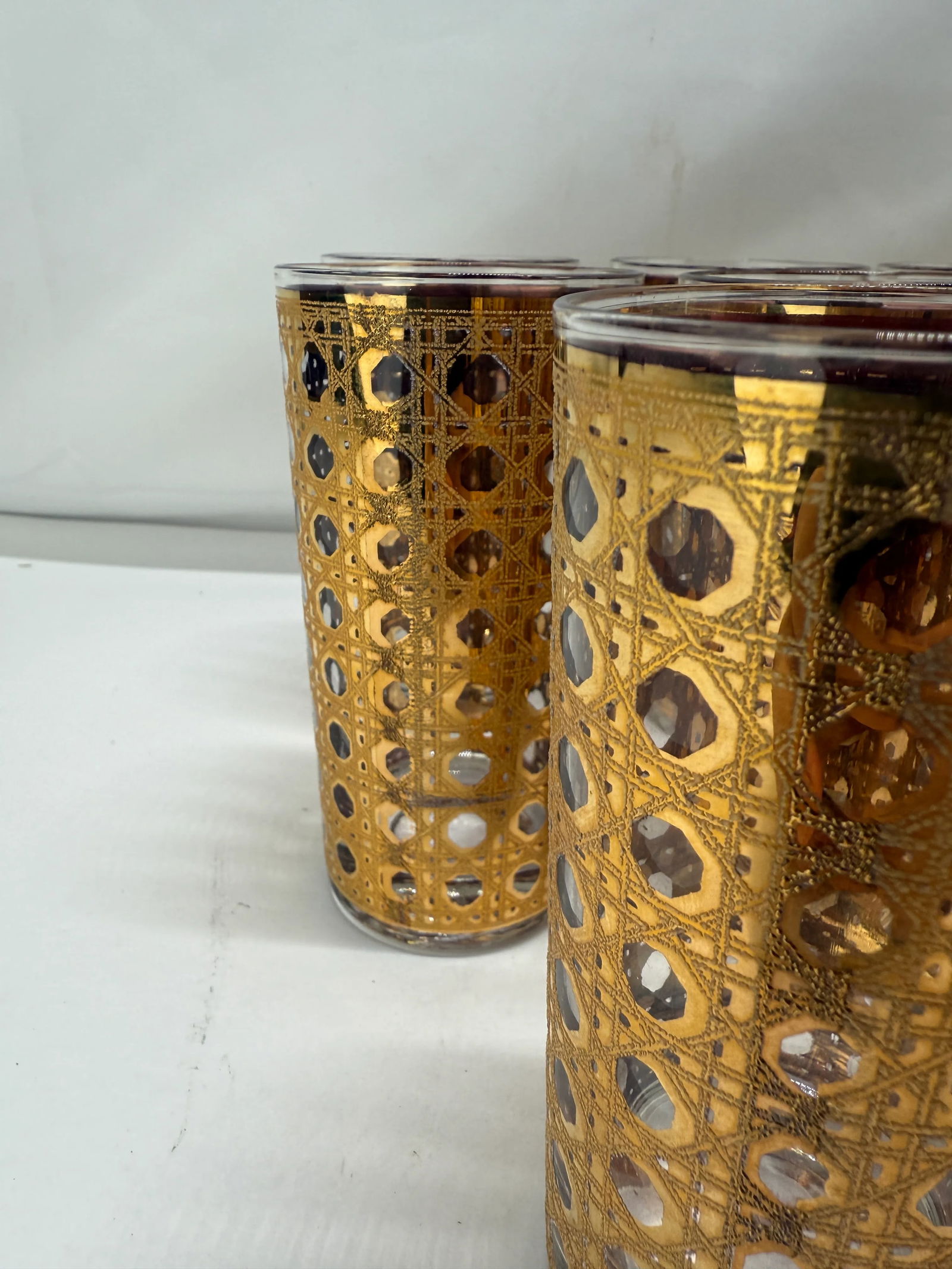 Set of 8 MCM Culver Ltd. "Cannella" Pattern Highball Glasses C. 1960 - 5