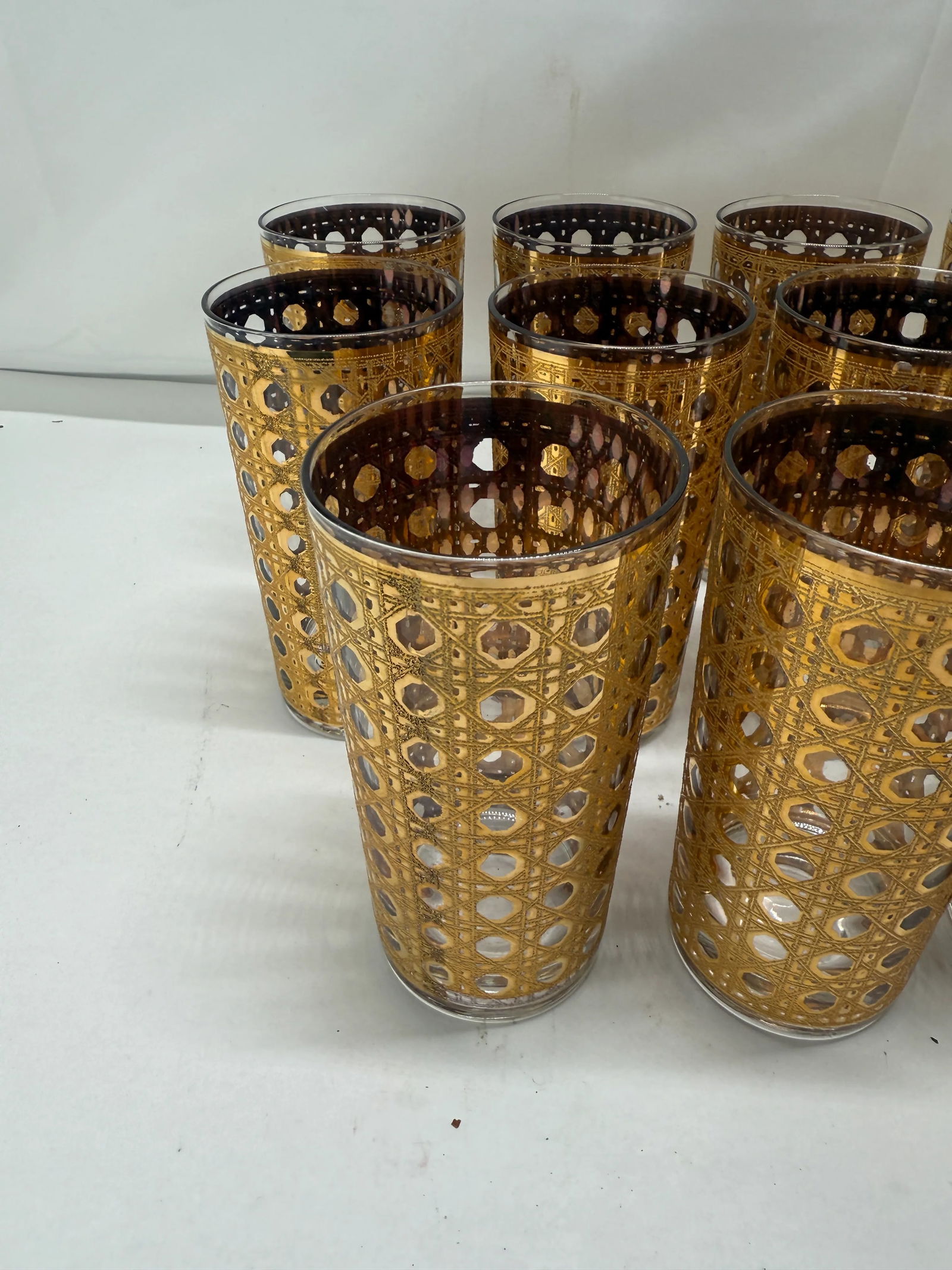 Set of 8 MCM Culver Ltd. "Cannella" Pattern Highball Glasses C. 1960 - 6