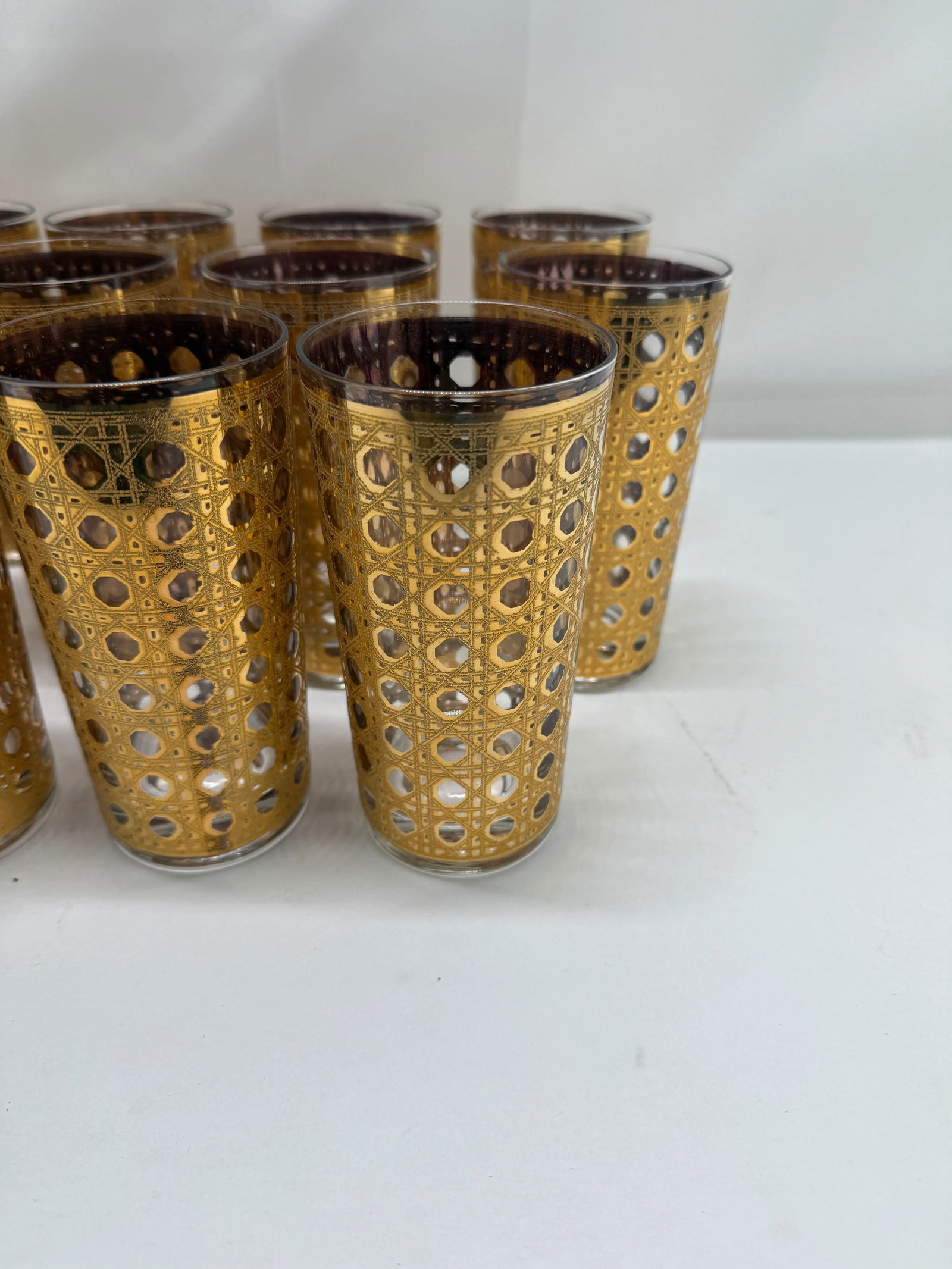 Set of 8 MCM Culver Ltd. "Cannella" Pattern Highball Glasses C. 1960 - 7